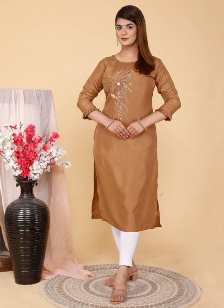 Coffee Colour Stylishta Shalvi Ethnic Wear Soft Silk Designer Kurti Collection 2502
